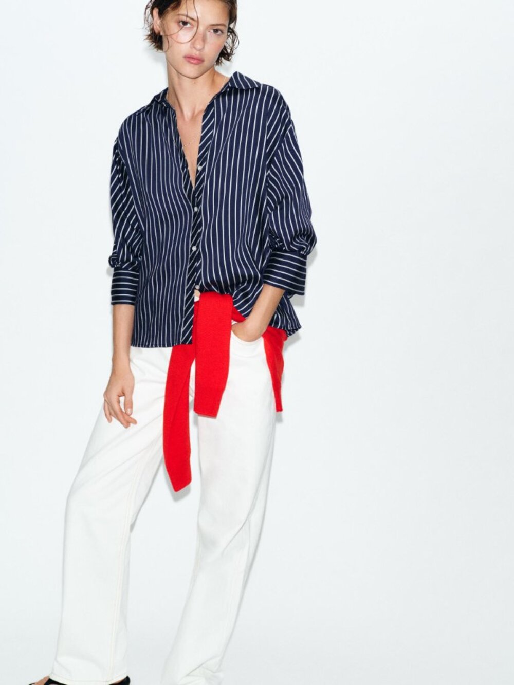 Zara Striped Puff Sleeve Shirt